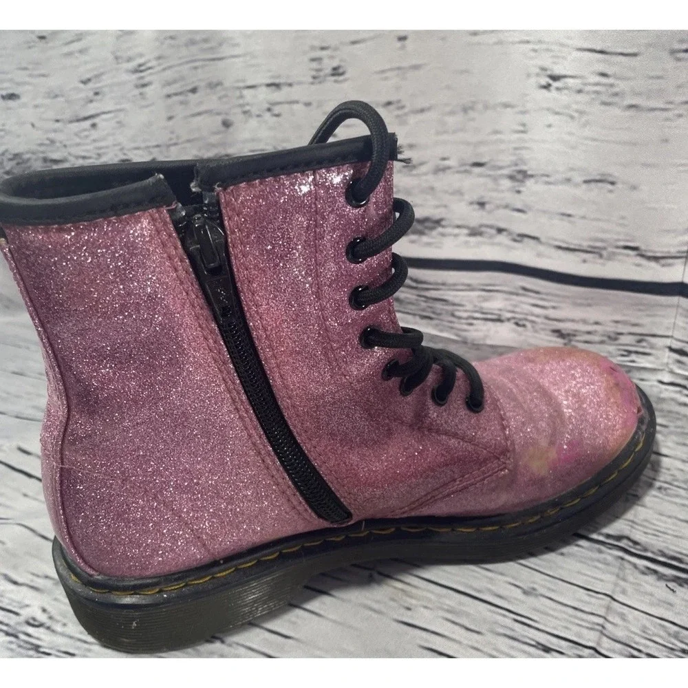 Doc Martens 1460J Combat Boots Youth Size US 5L/4M  Black Pink Glitter